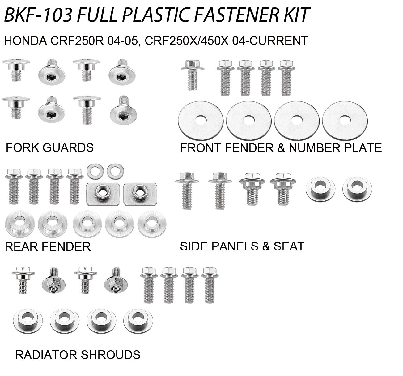 Accel Hardware & Fasteners — Honda CRF250 R, Honda CRF250 X, Honda CRF450 X
