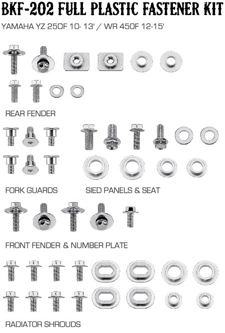 Accel Hardware & Fasteners — Yamaha WRF450, Yamaha YZF250