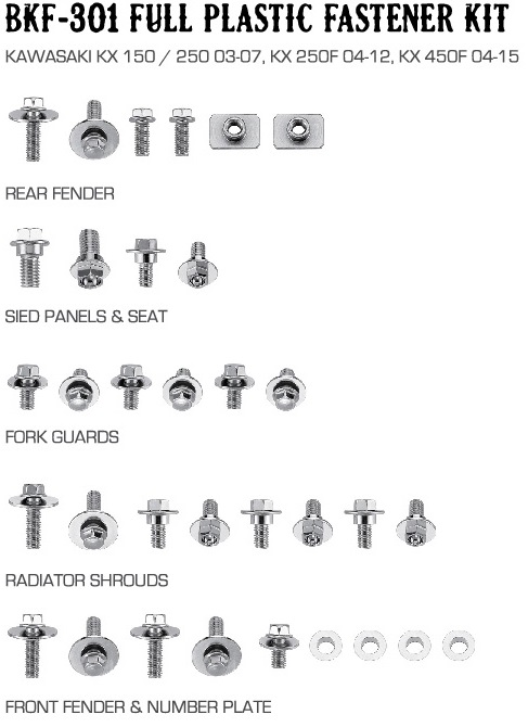Accel Hardware & Fasteners — Kawasaki KX125, Kawasaki KX250, Kawasaki KXF250 +2 more