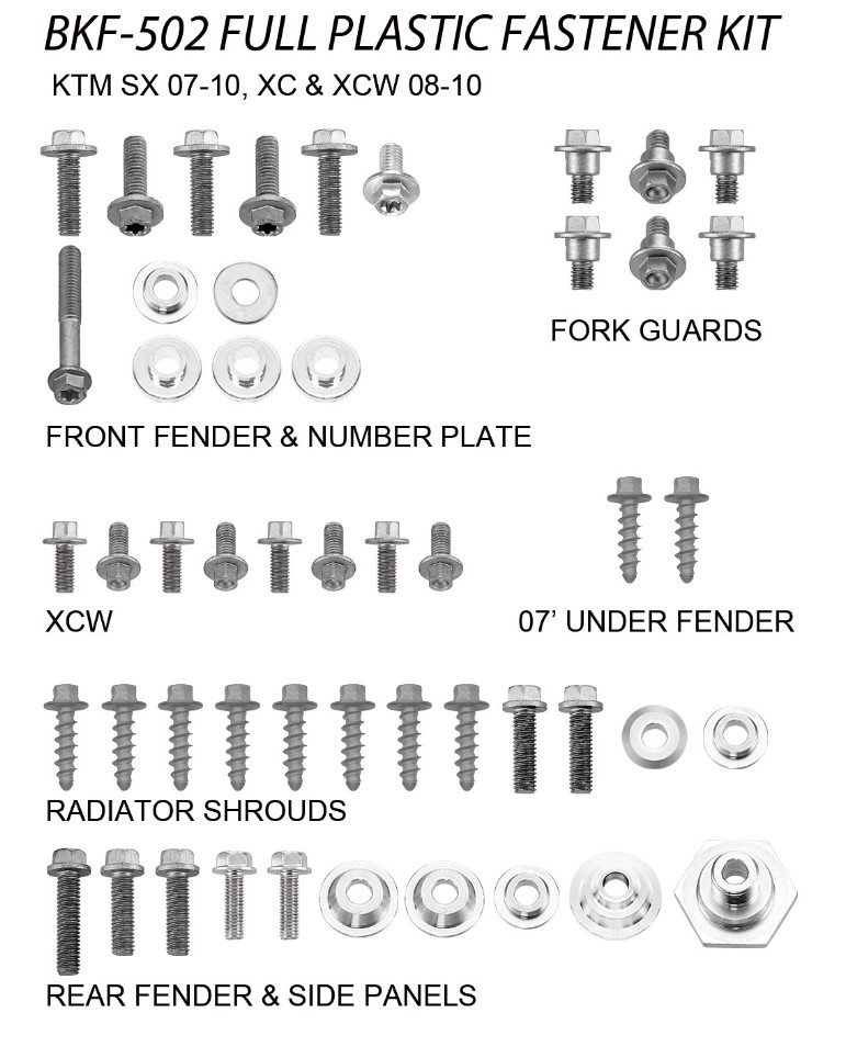 Accel Hardware & Fasteners — KTM EXC125, KTM EXC250, KTM EXCF450 +3 more