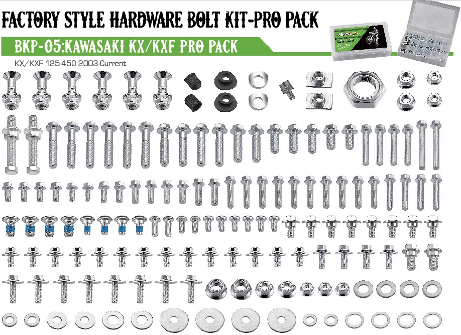 Accel Hardware & Fasteners — Kawasaki KX100, Kawasaki KX125, Kawasaki KX200 +11 more